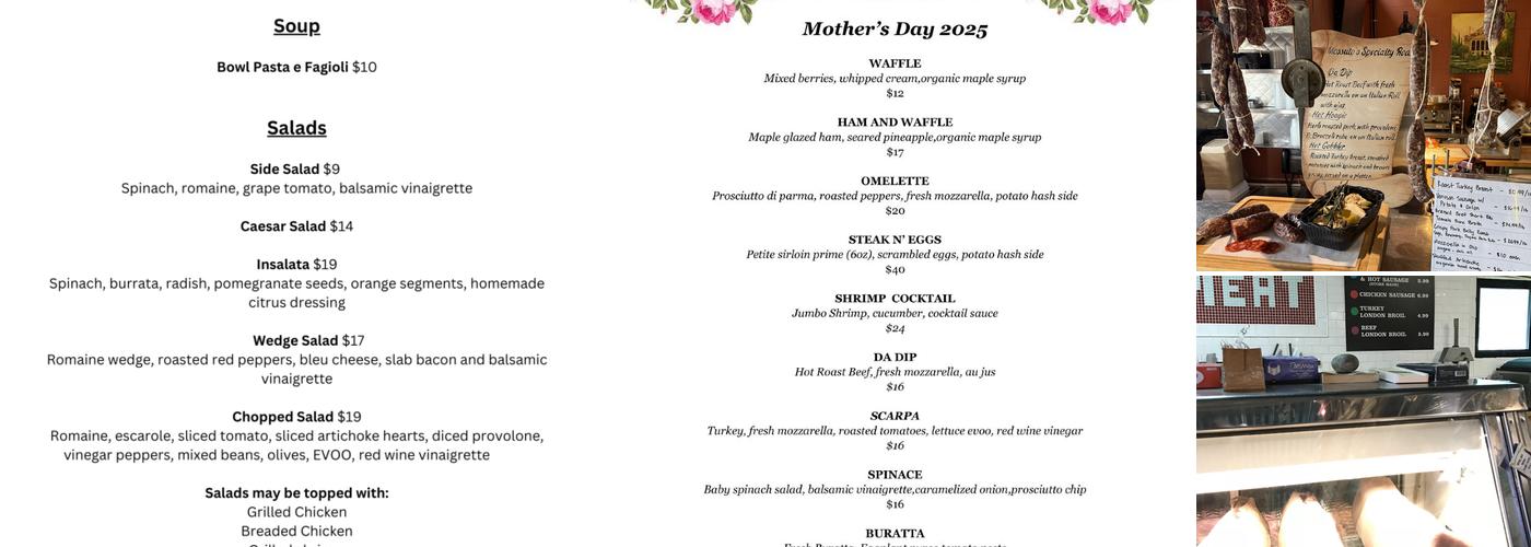 Mossuto's Market & Cafe Menu