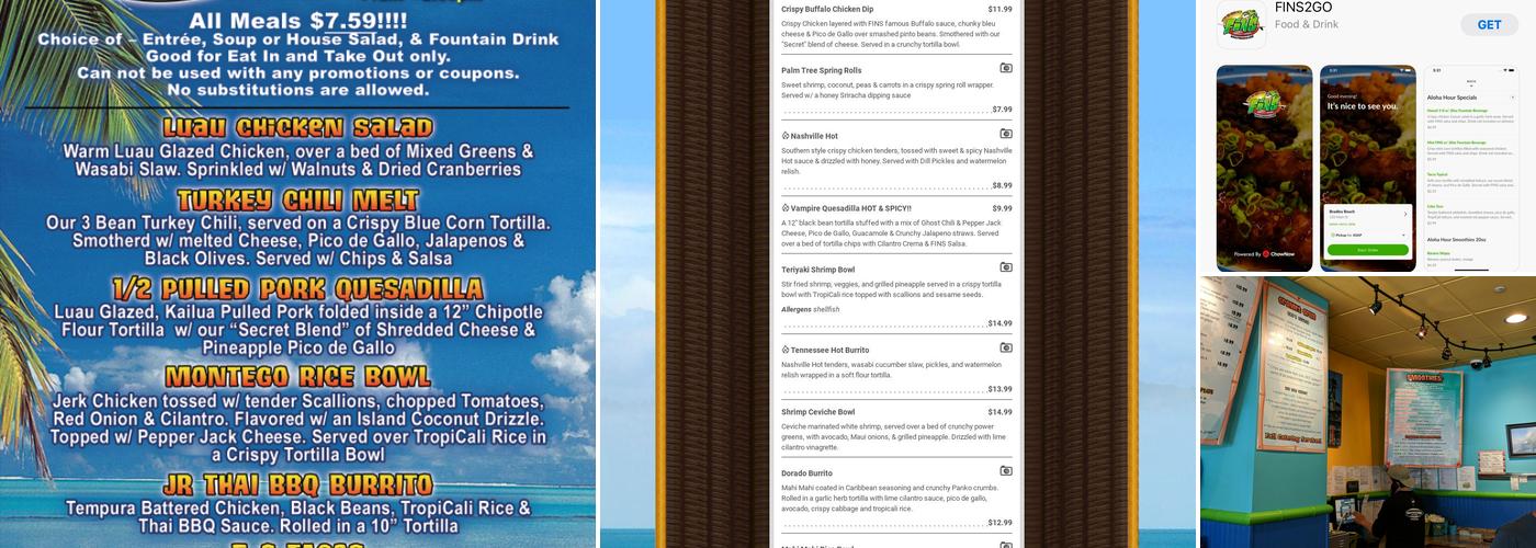 FINS - TropiCali Cuisine Menu