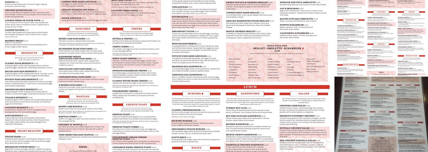 Honey-Jam Cafe Countryside Menu