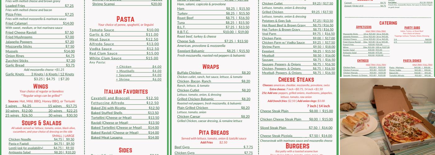 Juniors Pizza & Subs Menu