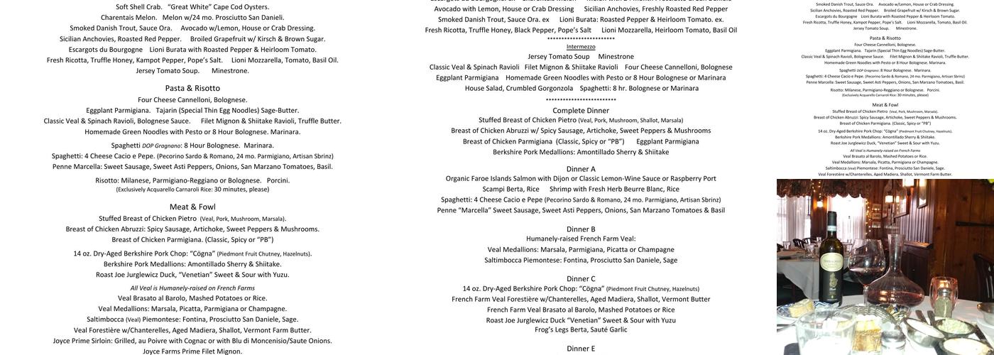 Berta's Chateau Menu