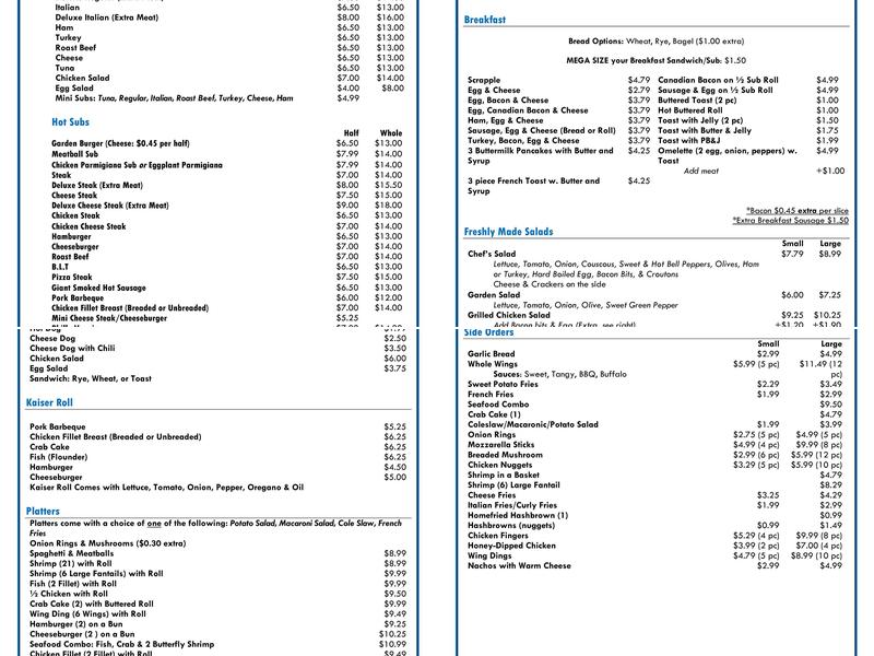 Indian Fields Market Menu