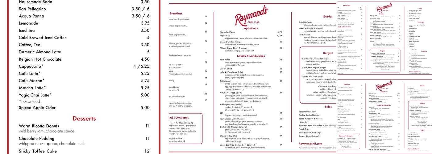 Raymond's Menu