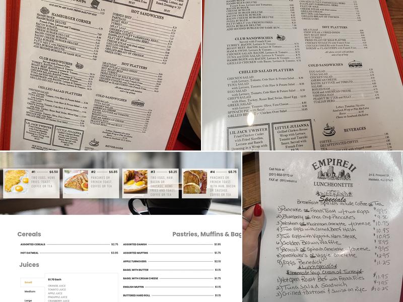 Empire II luncheonette Menu