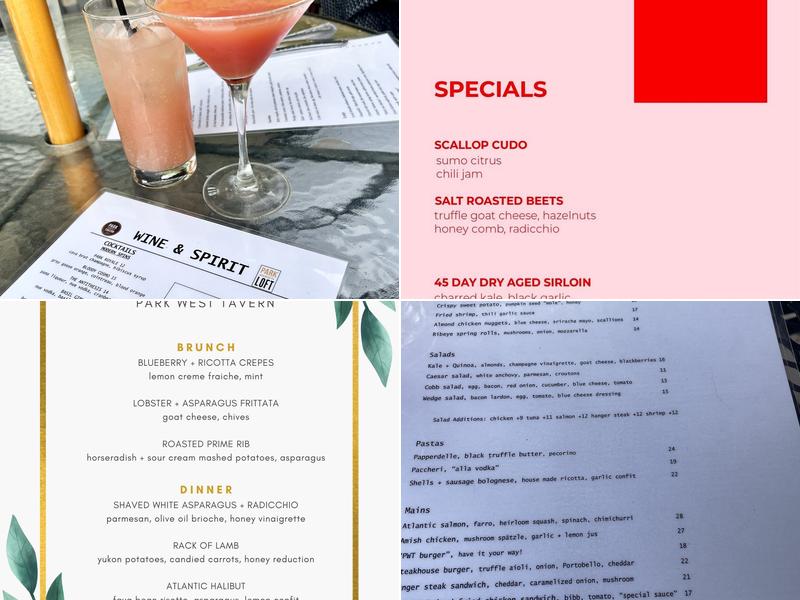 Park West Tavern Menu