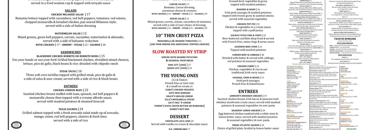 Thatcher McGhee's Denville Menu