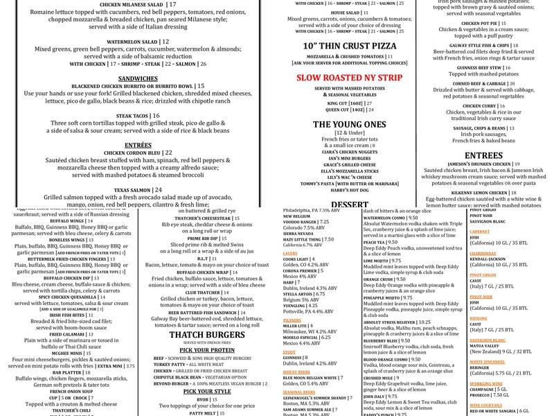 Thatcher McGhee's Denville Menu