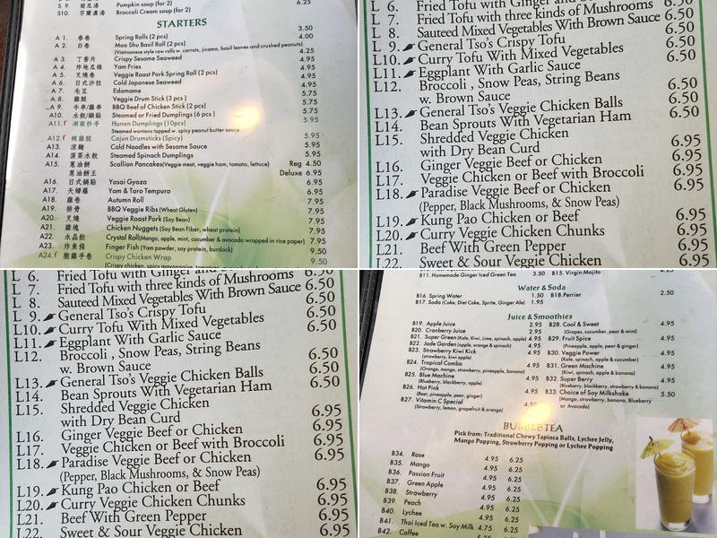 Veggie Heaven Menu