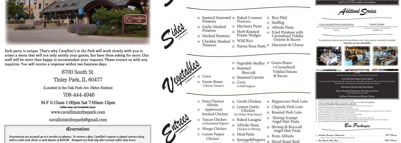 Cavallini's In the Park Menu