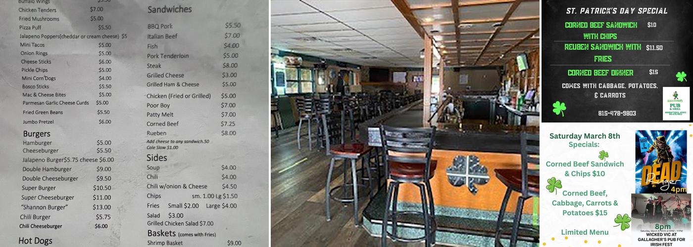 Gallagher's Pub Menu