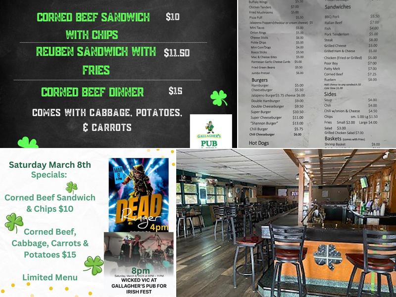 Gallagher's Pub Menu
