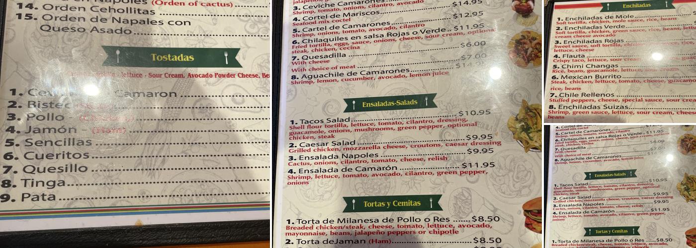El Zapata Menu