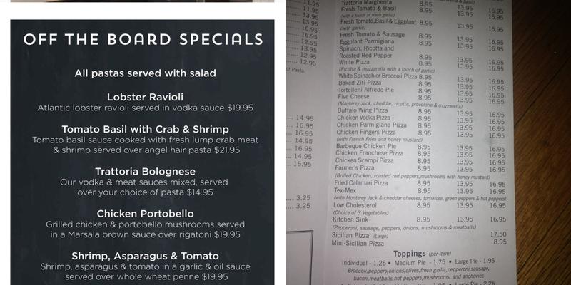 Village Trattoria Menu