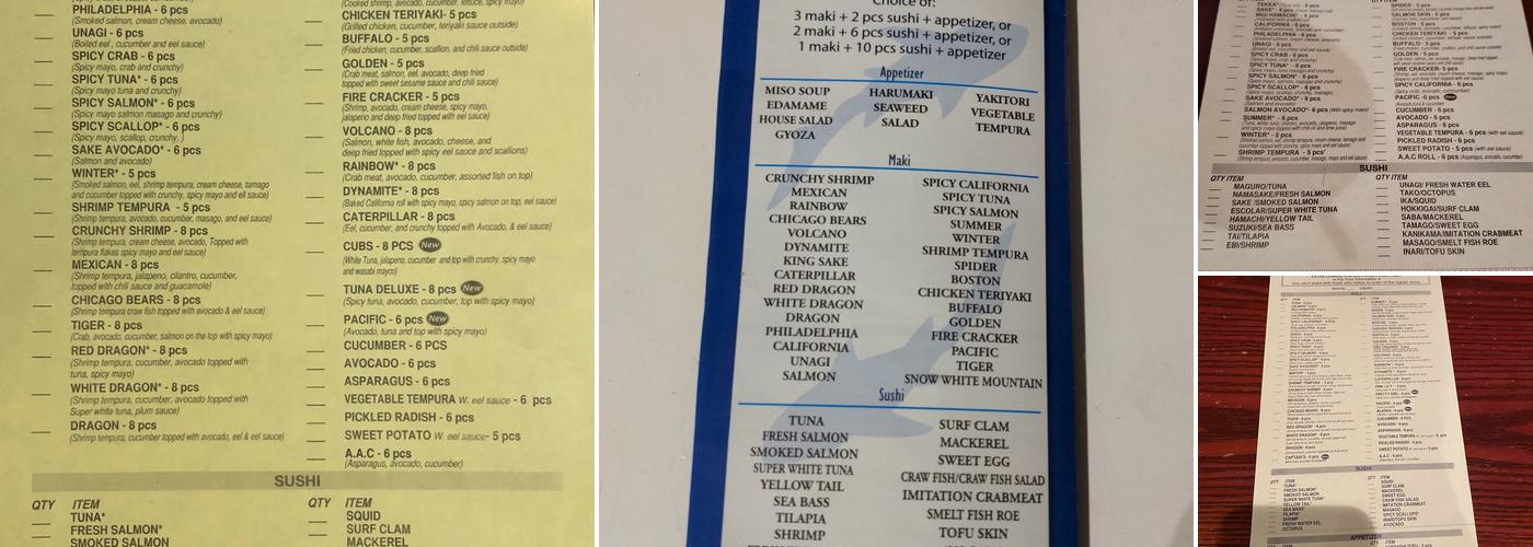 Oishi Sushi Menu