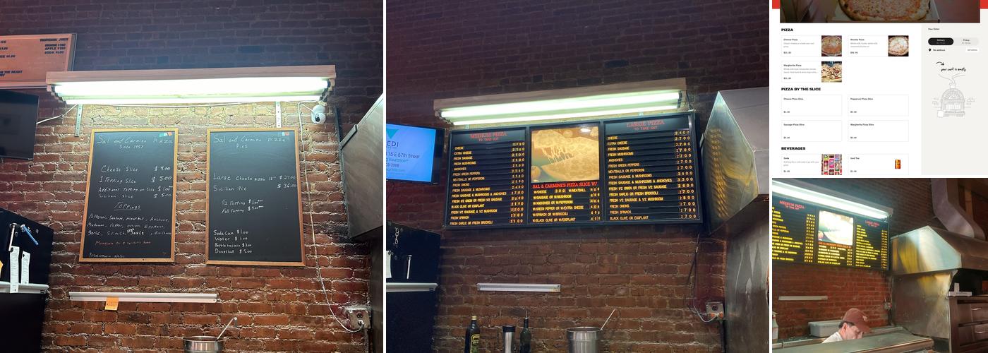 Sal and Carmine Pizza Menu