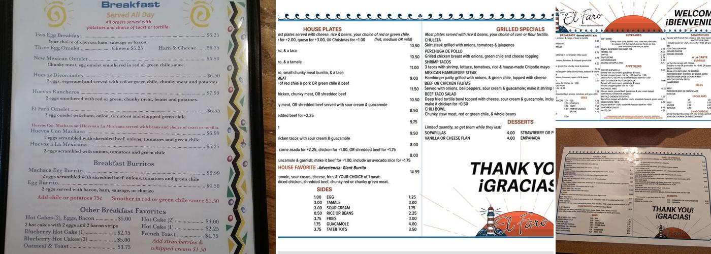 El Faro Menu
