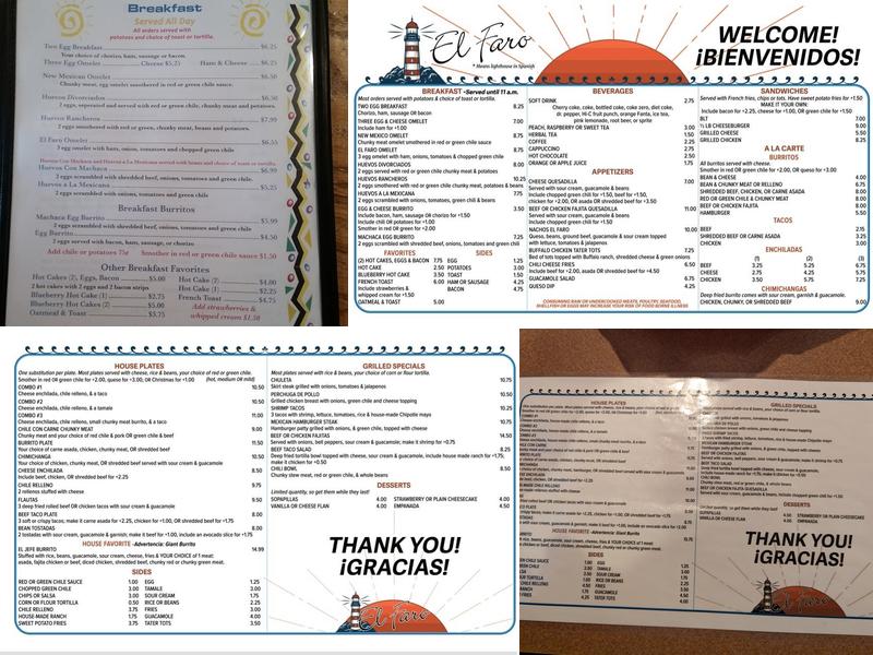 El Faro Menu