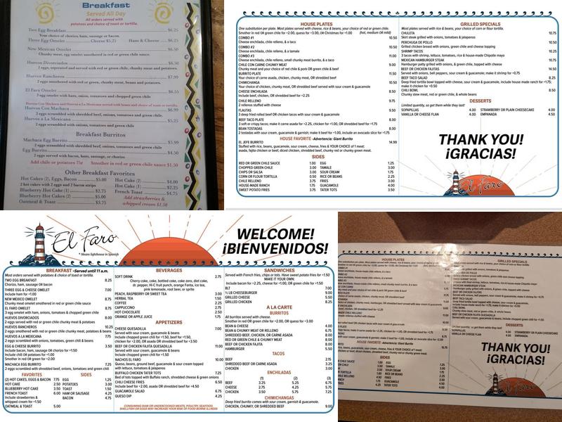 El Faro Menu