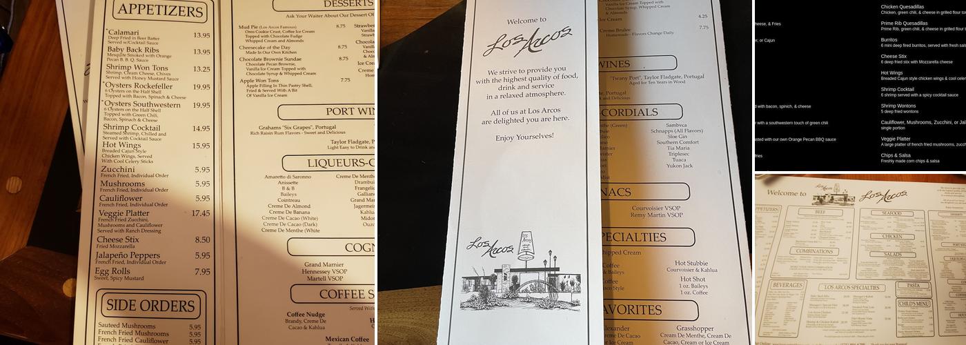 Los Arcos Steak & Lobster Menu