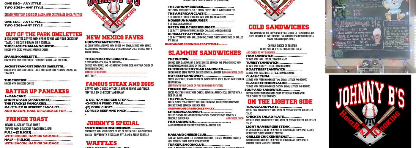 Johnny B's Restaurant Menu