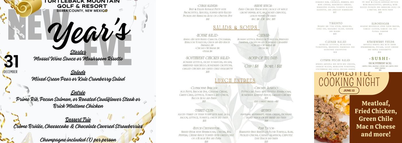 Turtleback Mountain Golf & Resort Menu