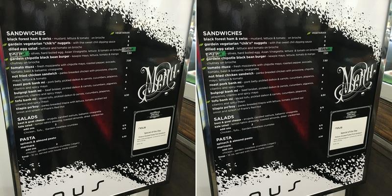 Nous Espresso Menu