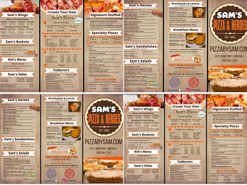 Sam's Pizza Menu