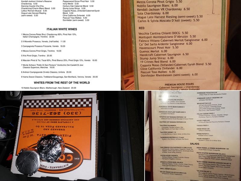 Coccia House Menu