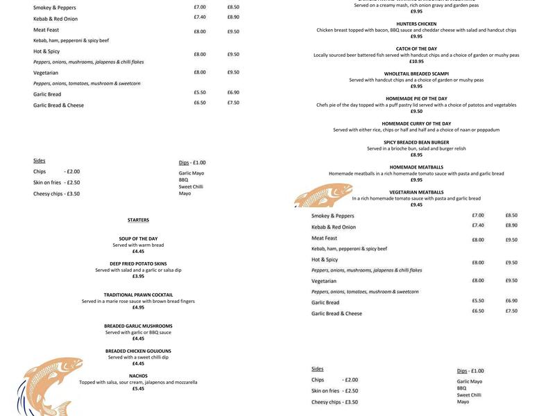 The Salmon Inn Menu