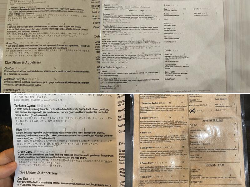 Blackbeard Ramen Menu