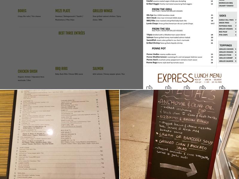 Avo's Grill Menu