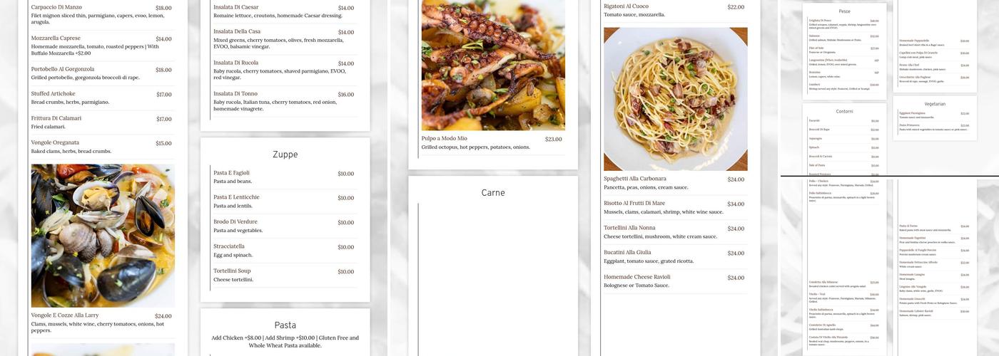 Tutto A Modo Mio Menu