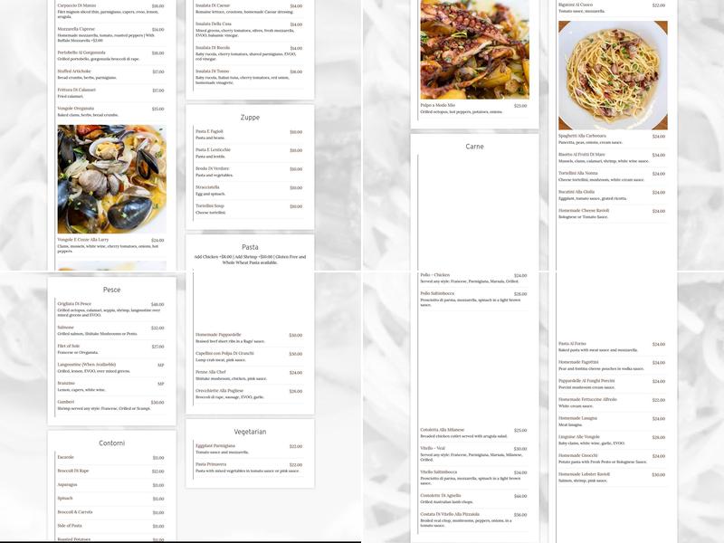 Tutto A Modo Mio Menu