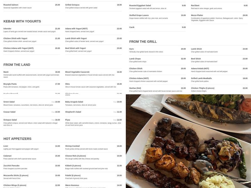 Beyoglu Grill Menu