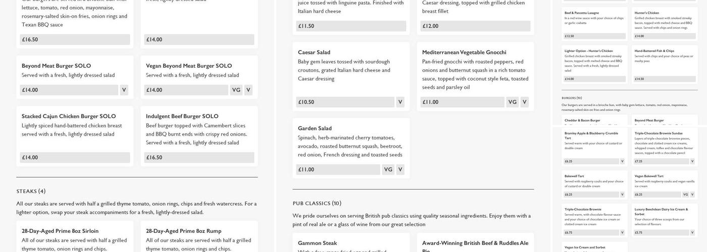 The St Leonards Menu