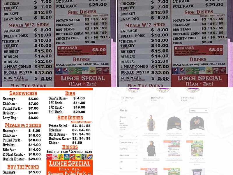 Oregon Barbecue Company Menu