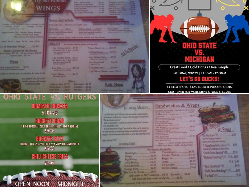 Spuds Corner Menu