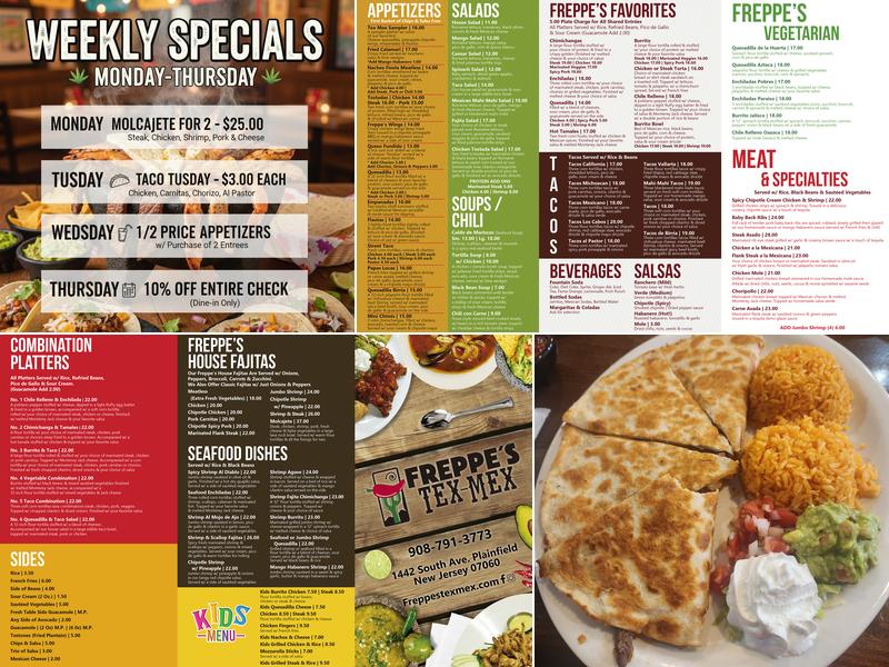 Freppe's TexMex Menu