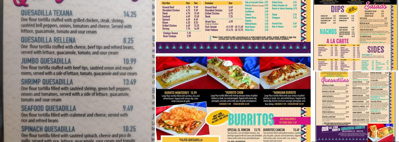 El Rincon Menu
