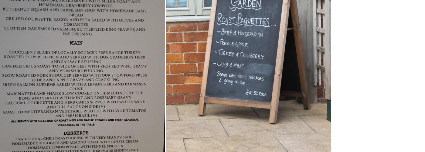 The Bell, Purton Menu