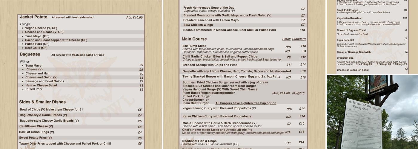The Tawny Owl Menu