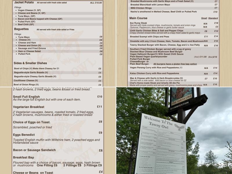 The Tawny Owl Menu