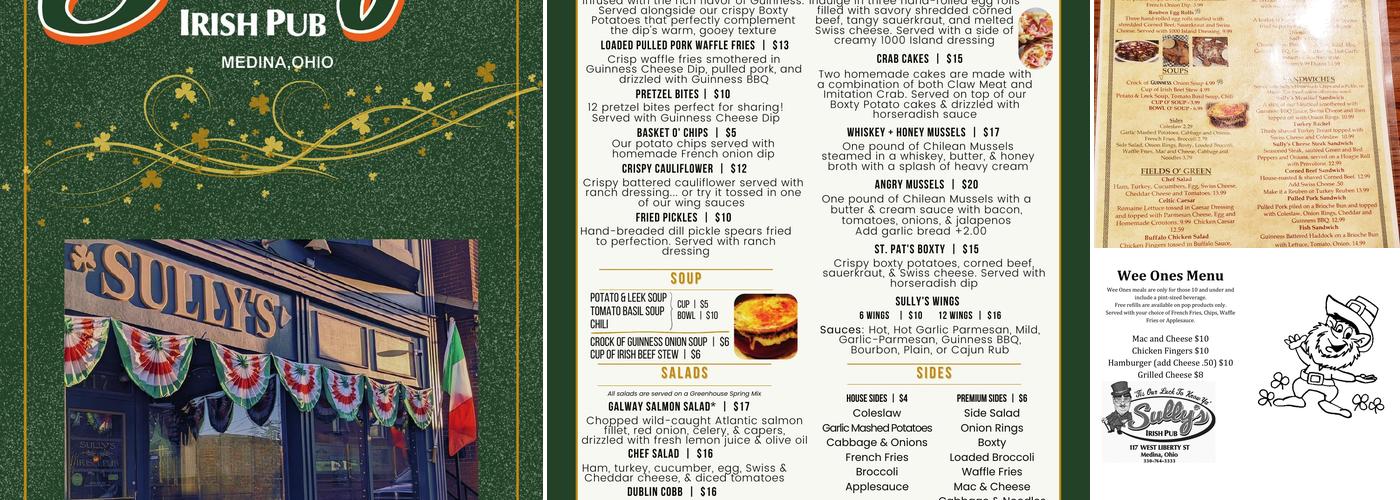 Sully's Irish Pub Menu
