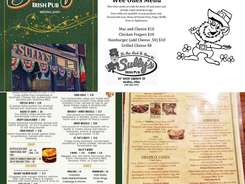 Sully's Irish Pub Menu