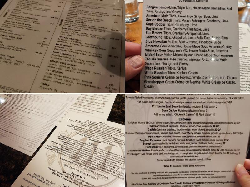 One Eleven Bistro Menu