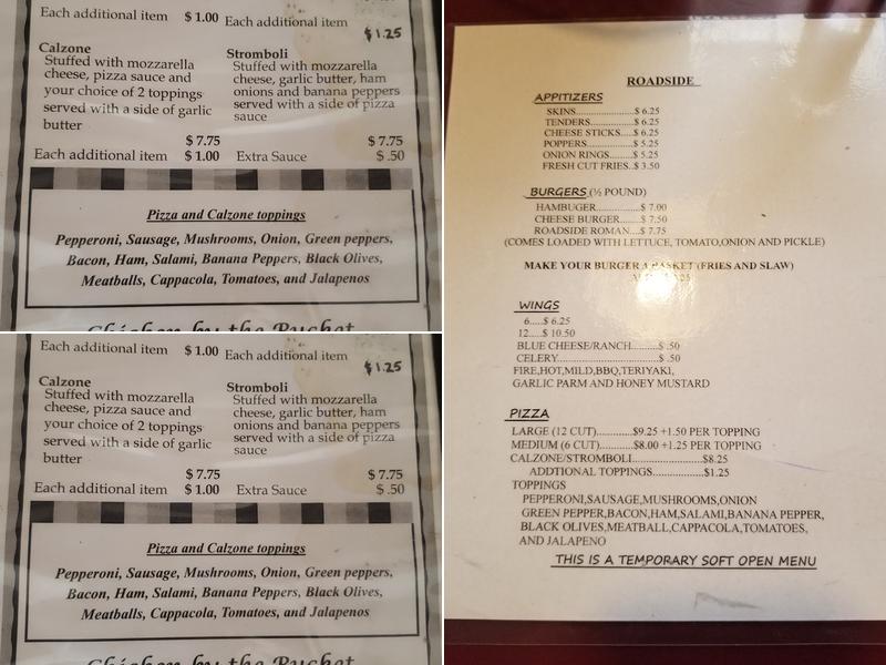Roadside Inn Menu