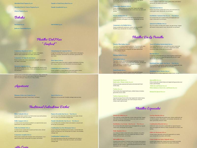 Los Dos Hermanos Menu