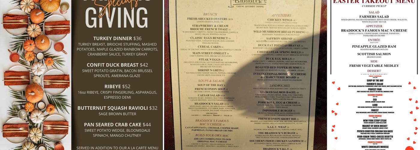 Braddock's Tavern Menu