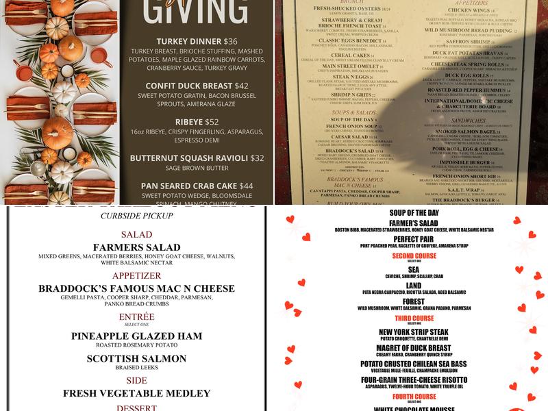 Braddock's Tavern Menu