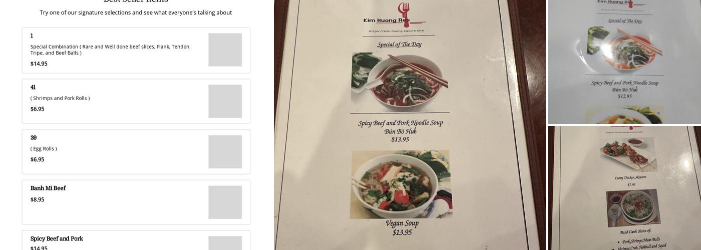 Kim Huong | Vietnamese Restaurant Menu